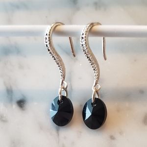 Elegant oval black dangle earrings